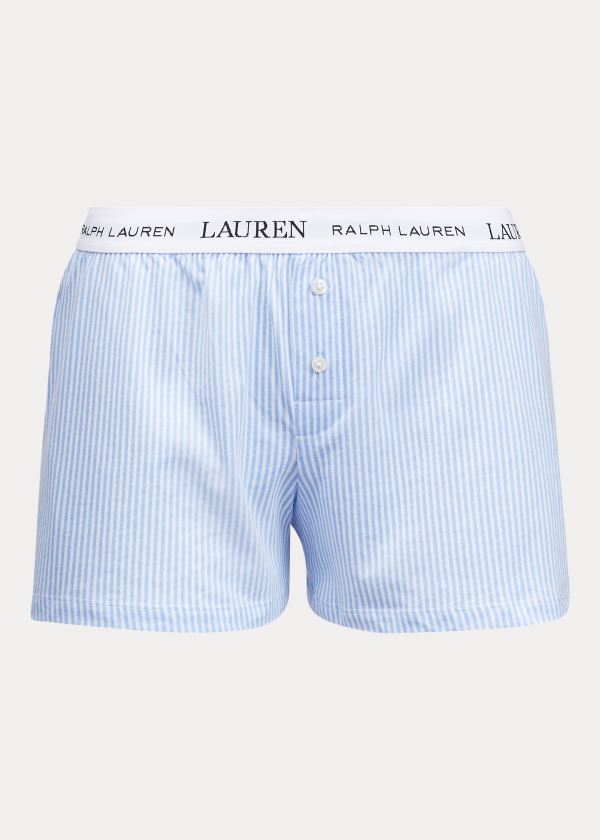 Pantalones Cortos Ralph Lauren Mujer Azules Blancos Rayas - Cotton - QRVCK4576